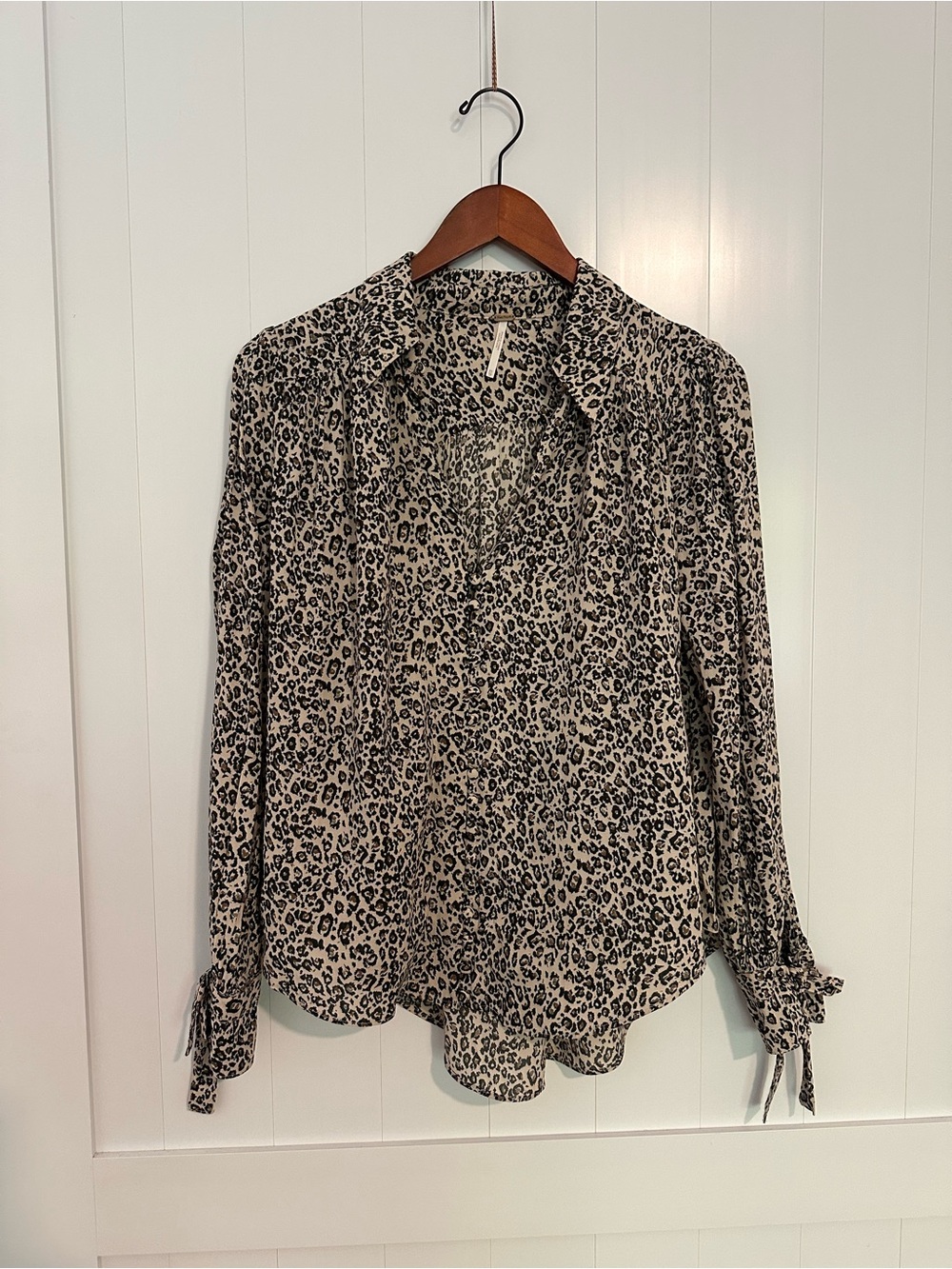 Free People Leopard-Print Blouse - Black on Cream